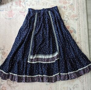 Gunne Sax peasant floral 70s vintage skirt Size 7